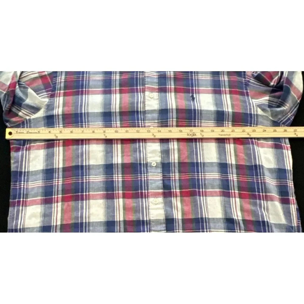 Ralph Lauren XL BLAIRE Men Cotton Blue/pink/green Button Down‎ Shirt EXCELLENT